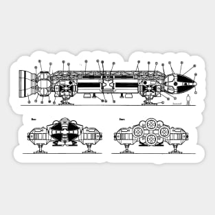 Space Ship Eagle Blueprint Black Sticker